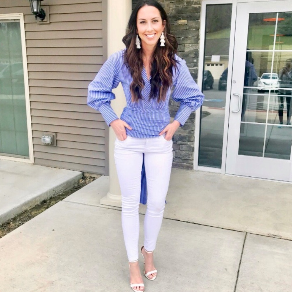 Striped blouse with bow detail